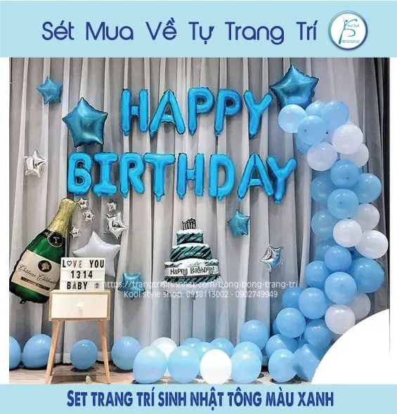 Sản phẩm set trang tri sinh nhat tong mau xanh 1 — Công Ty TNHH Kool Style — MST 0311665293