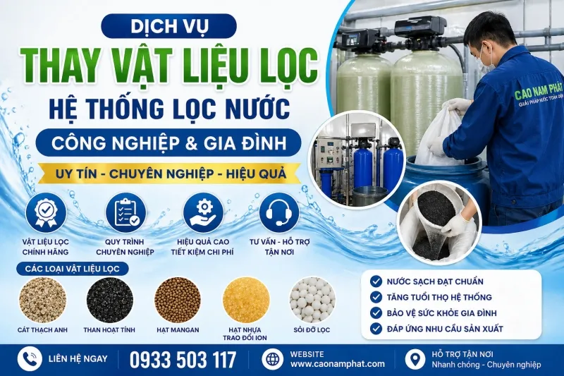 Sản phẩm dich vu thay vat lieu loc he thong loc nuoc cong nghiep gia dinh uy tin — Công Ty Cổ Phần Thương Mại Dịch Vụ Kỹ Thuật Cao Nam Phát — MST 0311731926