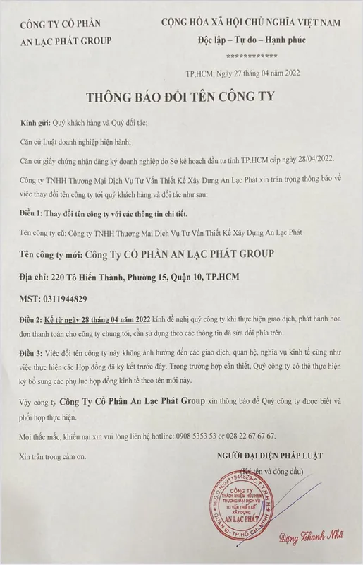 Văn phòng Công Ty CP An Lạc Phát Group #? — MST 0311944829