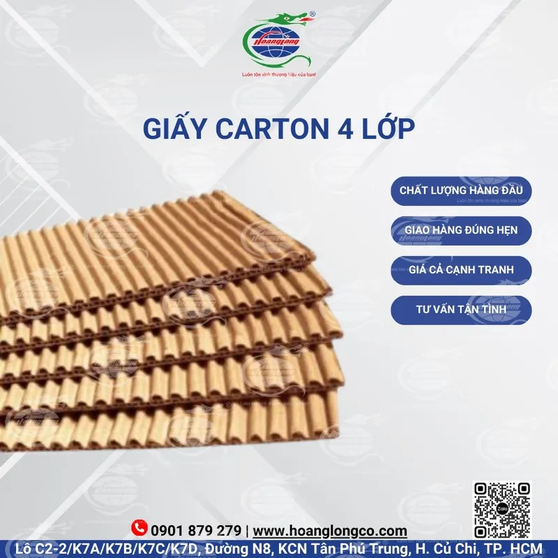 Sản phẩm giay carton 4 lop — Công Ty Cổ Phần Đầu Tư Xuất Nhập Khẩu Quốc Tế Hoàng Long — MST 0312180069