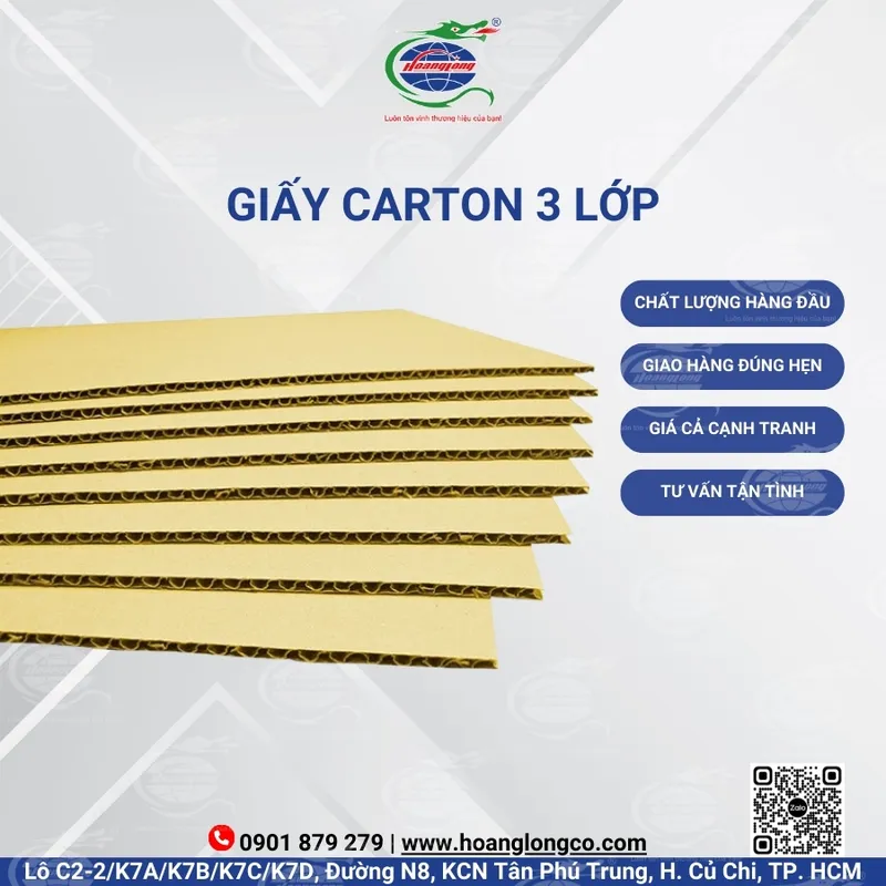 Sản phẩm giay carton3 lop 1 — Công Ty Cổ Phần Đầu Tư Xuất Nhập Khẩu Quốc Tế Hoàng Long — MST 0312180069