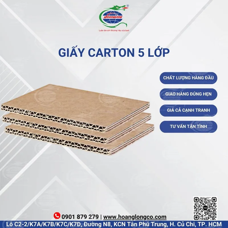 Sản phẩm Giay Carton 5 Lop 3 — Công Ty Cổ Phần Đầu Tư Xuất Nhập Khẩu Quốc Tế Hoàng Long — MST 0312180069