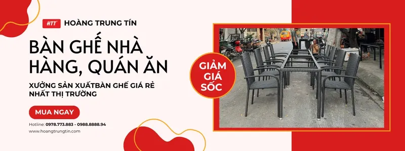 Sản phẩm ban ghe nha hang quan an 2026 3626 — Bàn Ghế Hoàng Trung Tín - Công Ty TNHH Sản Xuất Thương Mại Xuất Nhập Khẩu Hoàng
Trung Tín — MST 0312223481