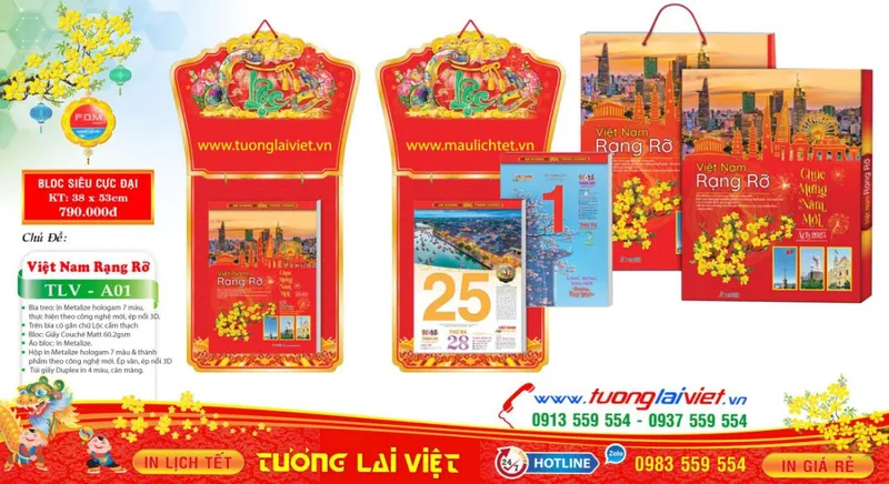 Sản phẩm in lich tet mau tlv gia re — Công Ty TNHH Truyền Thông Trực Tuyến Tương Lai Việt — MST 0312339895