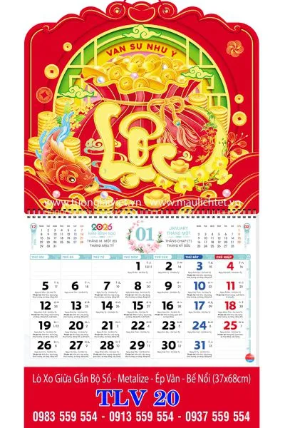 Sản phẩm lich lo xo giua bo so chu loc — Công Ty TNHH Truyền Thông Trực Tuyến Tương Lai Việt — MST 0312339895