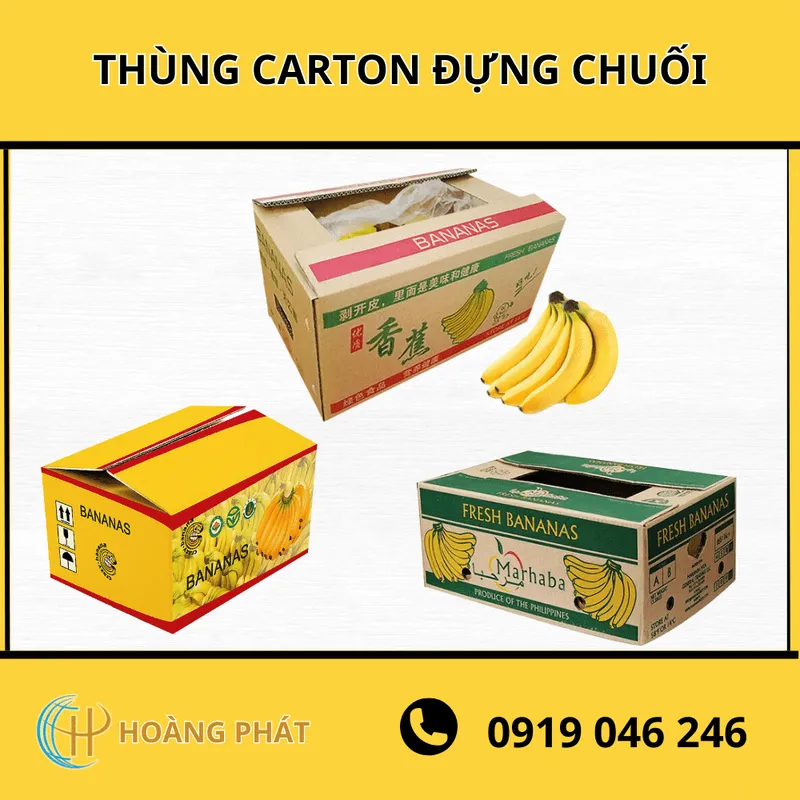Sản phẩm thung carton dung chuoi — Bao Bì Hoàng Phát - Công Ty TNHH Sản Xuất Thương Mại Bao Bì Hoàng Phát — MST 0312425350