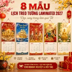 Sản phẩm 8 mau lich treo tuong laminated 2027 ep sang trong lam qua tet — Lịch Tết An Khang - Công Ty Trách Nghiệm Hữu Hạn Thương Mại Dịch Vụ Phát Triển
An Khang — MST 0312501890