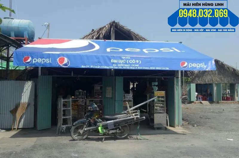 Sản phẩm mai hien di dong pepsi 5 — Mái Che Hùng Linh - Công Ty TNHH Sản Xuất Thương Mại Dịch Vụ Quảng Cáo Hùng Linh — MST 0312540321