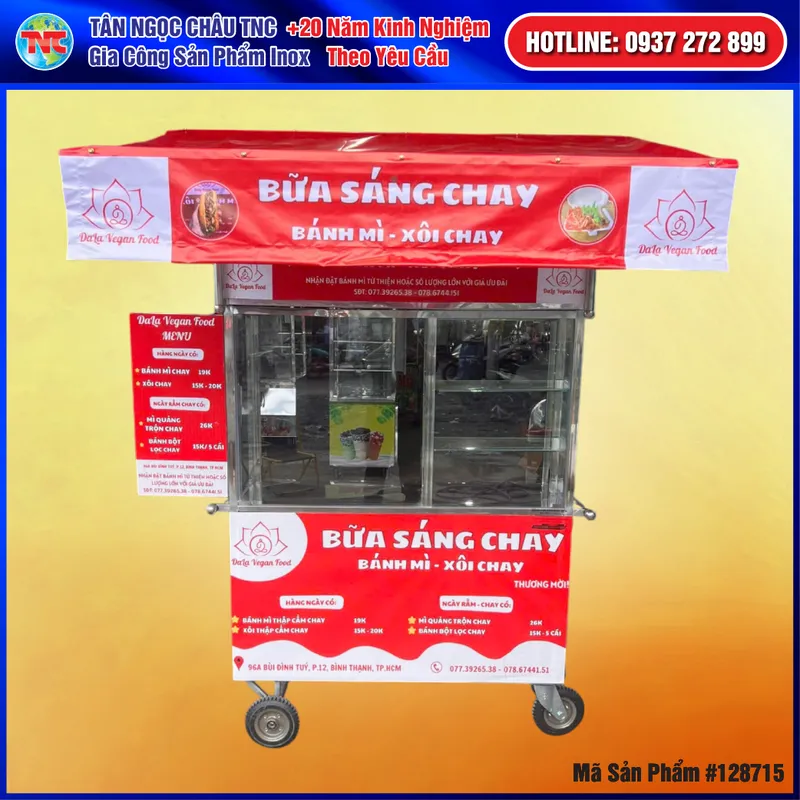 Sản phẩm 12.11 xe banh mi 01 — Inox Tân Ngọc Châu - Công Ty TNHH Thương Mại Dịch Vụ Sản Xuất Tân Ngọc Châu TNC — MST 0312558103