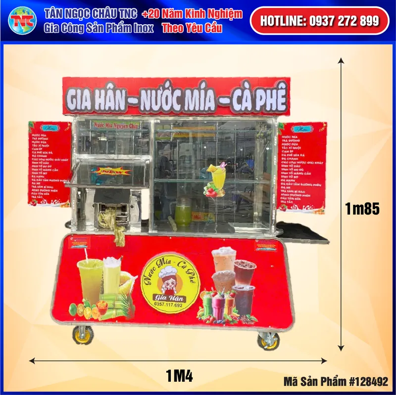 Sản phẩm 181124 xe tra sua newwww 01 — Inox Tân Ngọc Châu - Công Ty TNHH Thương Mại Dịch Vụ Sản Xuất Tân Ngọc Châu TNC — MST 0312558103