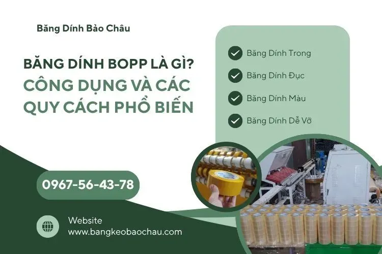 Sản phẩm bang dinh bopp la gi cong dung va cac quy cach pho bien 0x0 — Công Ty TNHH TMDV Sản Xuất Băng Keo Bảo Châu — MST 0312697202