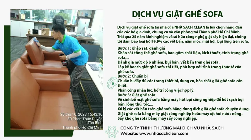 Sản phẩm Dich vu giat ghe sofa nha sach clean — Công Ty TNHH Thương Mại Vệ Sinh Công Nghiệp Nhà Sạch — MST 0313098970
