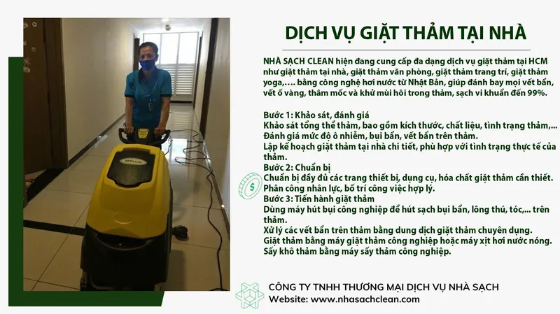 Sản phẩm Dich vu giat tham tai nha nha sach clean — Công Ty TNHH Thương Mại Vệ Sinh Công Nghiệp Nhà Sạch — MST 0313098970
