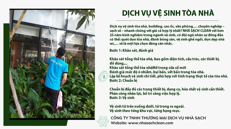 Sản phẩm Dich vu ve sinh toa nha nha sach clean — Công Ty TNHH Thương Mại Vệ Sinh Công Nghiệp Nhà Sạch — MST 0313098970