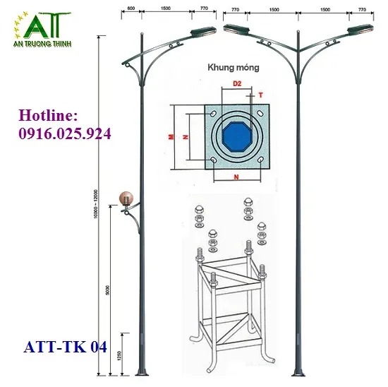 Sản phẩm 282233663455_Cot den chieu sang ma kem ATT 10m — Chiếu Sáng An Trường Thịnh - Công Ty TNHH Chiếu Sáng An Trường Thịnh — MST 0313219343
