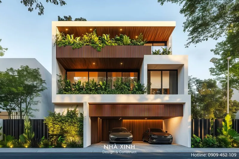 Sản phẩm theme 1724895540 biet thu hien dai mat tien 10m co gara xe hoi 1 — Nhà Xinh Center - Công Ty Cổ Phần Kiến Trúc Xây Dựng Nhà Xinh — MST 0313328409