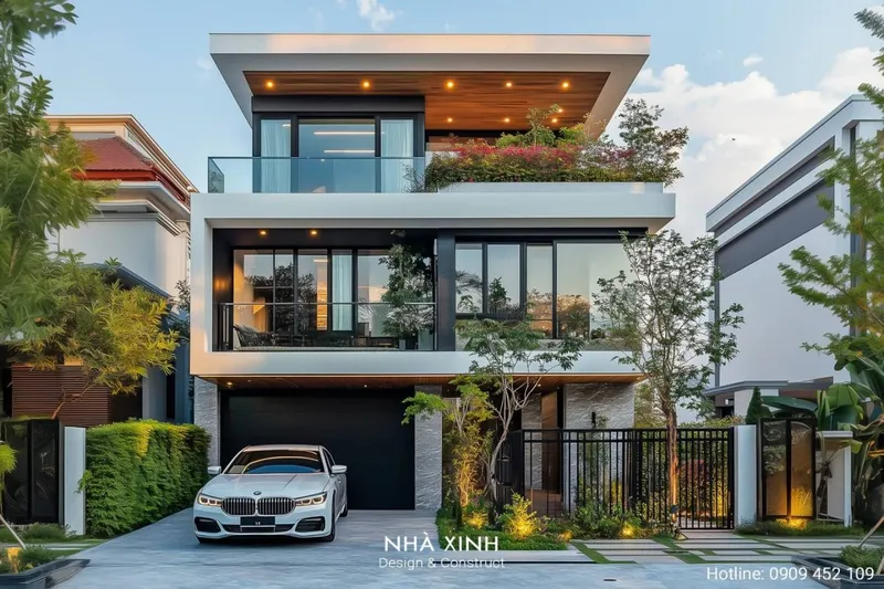 Sản phẩm theme 1724902064 biet thu hien dai 3 tang mat tien 12m sang trong 1 — Nhà Xinh Center - Công Ty Cổ Phần Kiến Trúc Xây Dựng Nhà Xinh — MST 0313328409