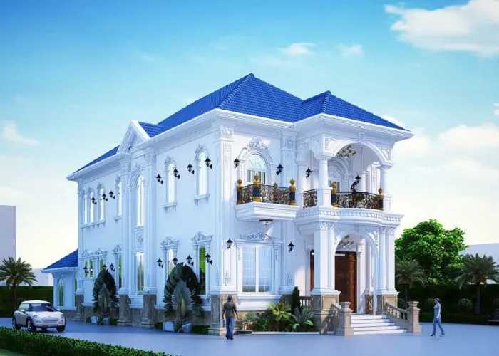 Sản phẩm mat tien biet thu tan co dien san vuon mai nhat taih binh phuoc — Công Ty Thiết Kế Xây Dựng Kiến Trúc Hoàng Gia — MST 0313459070