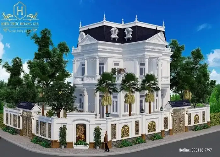 Sản phẩm biet thu 2 mat tien mai mansard anh diep binh duong 1681981222 — Công Ty Thiết Kế Xây Dựng Kiến Trúc Hoàng Gia — MST 0313459070