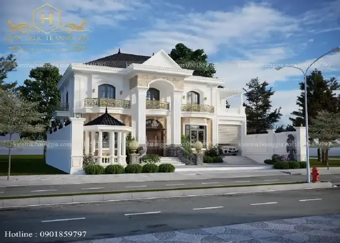 Sản phẩm biet thu tan co dien 2 tang mai ngoi anh chinh binh phuoc 1681981457 — Công Ty Thiết Kế Xây Dựng Kiến Trúc Hoàng Gia — MST 0313459070
