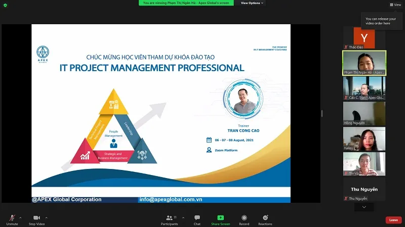 Sản phẩm khai giang IT Project Managment Professional thang 8 — Công Ty Cổ Phần Apex Global — MST 0313485458