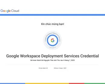 Sản phẩm Google Workspace Deployment Services Credential 10 rd9wuz428ffqd0w1lv0b1v3hs826a3msincg92nmh4 — Công Ty TNHH Công Nghệ Mật Mã — MST 0313496639