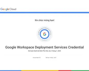 Sản phẩm Google Workspace Deployment Services Credential 11 rd9wux8durd5psyrwu71wvkklgbfupfbue1haiqetk — Công Ty TNHH Công Nghệ Mật Mã — MST 0313496639