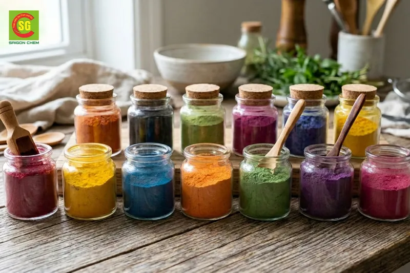 Sản phẩm mau thuc pham — Phụ Gia Thực Phẩm Sài Gòn Chem - Công Ty TNHH Xuất Nhập Khẩu Sài Gòn Chem — MST 0313621189