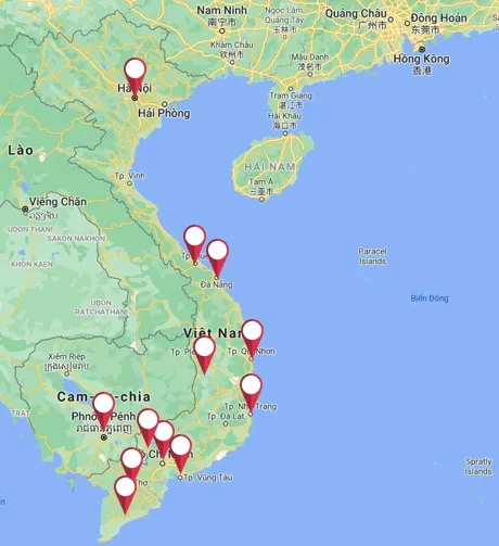 Sản phẩm bản đồ nhà phân phối đại lý — Đèn LED Hoàng Gia - Công Ty TNHH Phát Triển Công Nghệ Cao Hoàng Gia — MST 0313654000