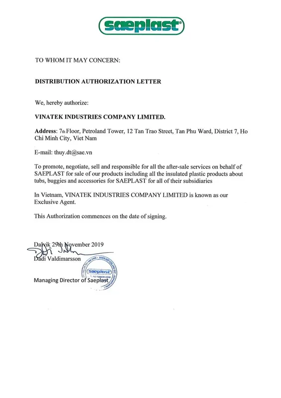 Sản phẩm 2019 12 01 Autorization Letter to Vinatek min 848x1200 — Công Ty TNHH Công Nghiệp Vinatek — MST 0313666750
