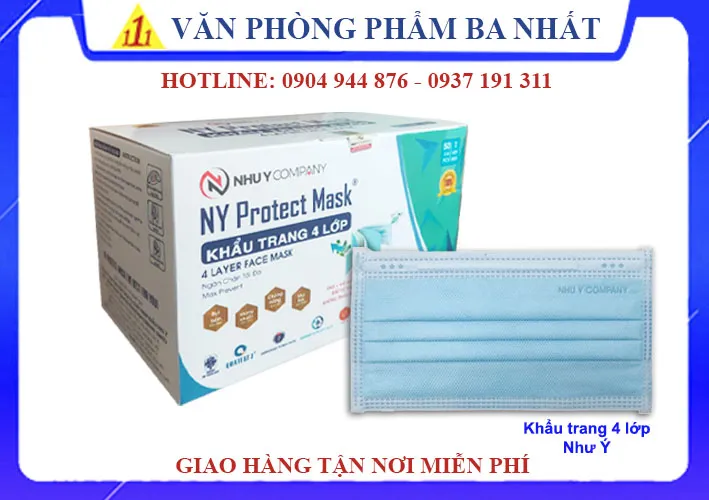 Sản phẩm khau trang 4 lop mau xanh nhu y gia re vpp ba nhat 1 — Văn Phòng Phẩm Ba Nhất - Công Ty TNHH Văn Phòng Phẩm Ba Nhất — MST 0313773664