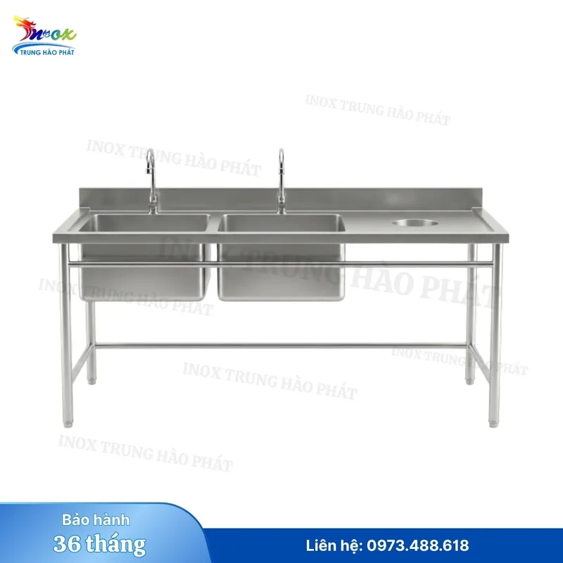 Sản phẩm chau rua inox cong nghiep 2 hoc co ban — Inox Trung Hào Phát - Công Ty TNHH Inox Trung Hào Phát — MST 0313857441