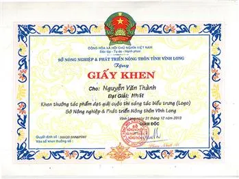 Sản phẩm giay khen cua so ptnt tinh vinh long — Thiết kế Thương Hiệu á Đông - Công Ty TNHH Thiết Kế Sáng Tạo Á Đông — MST 0313911755