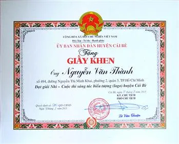 Sản phẩm giay khen cua ubnd huyen cai be — Thiết kế Thương Hiệu á Đông - Công Ty TNHH Thiết Kế Sáng Tạo Á Đông — MST 0313911755
