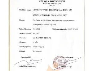 Sản phẩm ket qua thu nghiem01 4232 — Công Ty TNHH Thương Mại Dịch Vụ SX Bao Bì Giấy Minh Đức — MST 0313919112