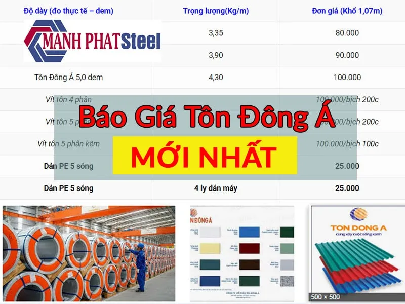 Sản phẩm bao gia ton dong a moi nhat hien nay — Sắt Thép Mạnh Phát - Công Ty TNHH Sắt Thép Mạnh Phát — MST 0313956555