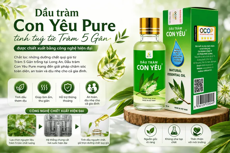 Sản phẩm dau tram con yeu pure tinh tuy tu tram 5 gan duoc chiet xuat bang cong nghe hien dai — Công Ty Cổ Phần PURE GLOBAL — MST 0313991052
