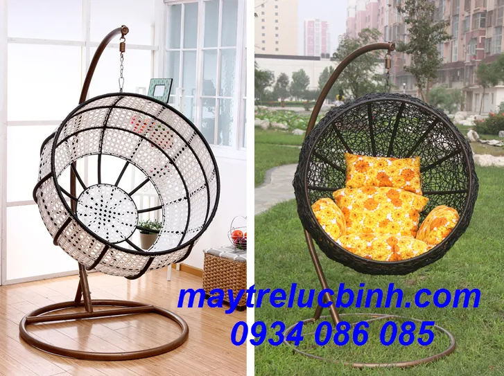 Sản phẩm xích đu nhựa giả mây hình mặt trăng S171 (1) — Công Ty TNHH Nội Thất Mây Tre Lục Bình — MST 0313994688