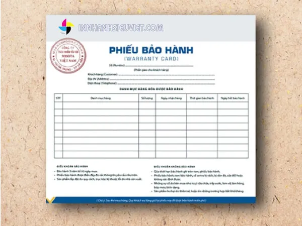 Sản phẩm in phien bao hanh 2 1 — Công Ty TNHH In ấn Thiết Kế Siêu Việt — MST 0314017893