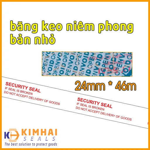 Sản phẩm bang keo niem phong 24mm — Dây Rút Nhựa Kim Hải - Công Ty TNHH Một Thành Viên Vật Tư Và Thiết Bị Kim Hải — MST 0314047224