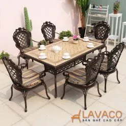 Sản phẩm Bo ban an ngoai troi mat da chu nhat 6 ghe 247x247 — Bàn Ghế Nội Thất Lavaco - Công Ty TNHH Thương Mại Dịch Vụ Nội Thất Lavaco — MST 0314138150