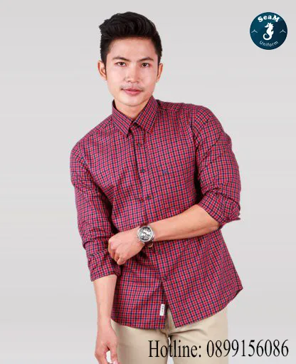 Sản phẩm ao_so_mi_nam_slim_fit_dai_tay_caro_do — Công Ty TNHH Sản Xuất Kinh Doanh Dịch Vụ Hải Nam — MST 0314186958