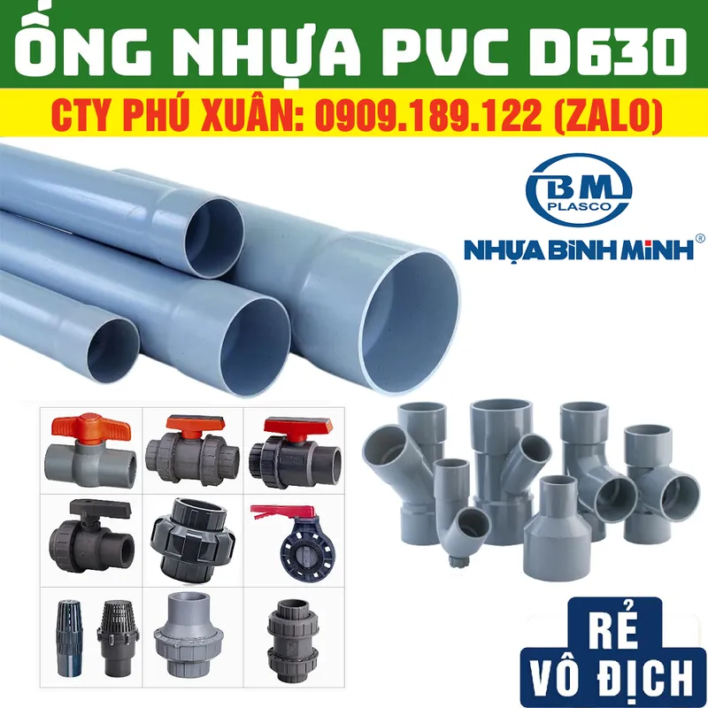 Sản phẩm ong pvc d630 binh minh — Công Ty TNHH Vật Liệu Xây Dựng Phú Xuân — MST 0314259081