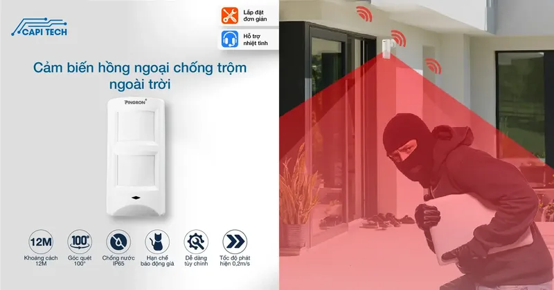 Sản phẩm cam bien hong ngoai ngoai troi 1 — Thiết Bị Chống Trộm CAPI Tech - Công Ty TNHH TM DV CAPI Tech — MST 0314300029