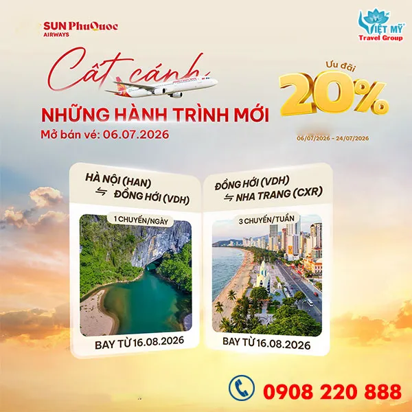 Sản phẩm sun phuquoc airways mo 2 duong bay moi tu dong hoi — Công Ty Cổ Phần Du Lịch Vé Máy Bay Việt Mỹ — MST 0314306140