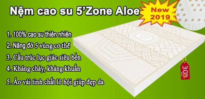 Sản phẩm nem cao su kim cuong 5 zone aloe 0900 96960 — Công Ty TNHH Thương Mại Dịch Vụ Nội Thất Tân Phú — MST 0314324767
