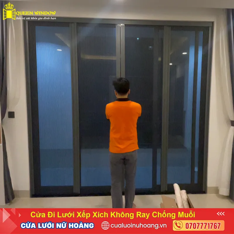 Sản phẩm cua di luoi xep xich khong ray chong muoi 2 — Cửa Lưới Nữ Hoàng - Công Ty TNHH Cửa Lưới Nữ Hoàng — MST 0314408600