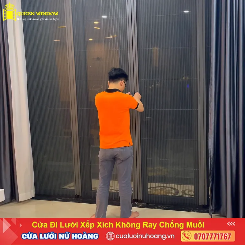 Sản phẩm cua di luoi xep xich khong ray chong muoi — Cửa Lưới Nữ Hoàng - Công Ty TNHH Cửa Lưới Nữ Hoàng — MST 0314408600
