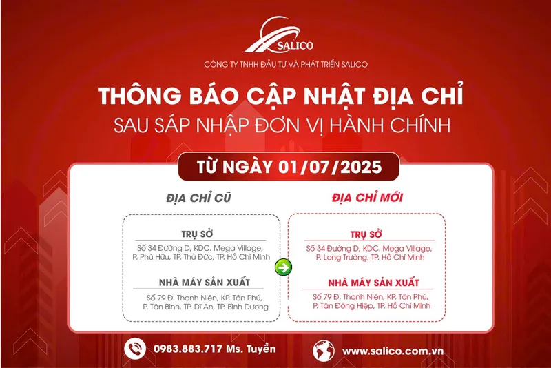 Sản phẩm thong bao cap nhat dia chi sap nhap salico — Trụ Đèn Chiếu Sáng SALICO - Công Ty TNHH Đầu Tư Và Phát Triển SALICO — MST 0314444951