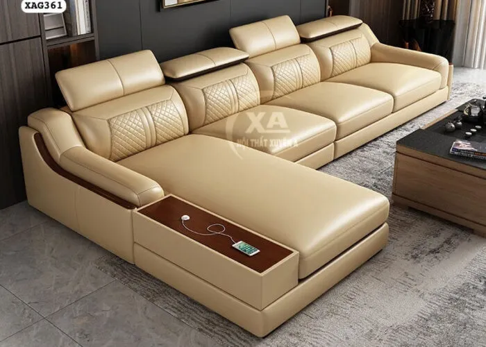 Sản phẩm Ghe sofa da goc l XAG361 tai Noi That Xuyen A 700x500 — Sofa Xuyên Á - Công Ty TNHH SX TM DV Nội Thất Xuyên Á — MST 0314478407